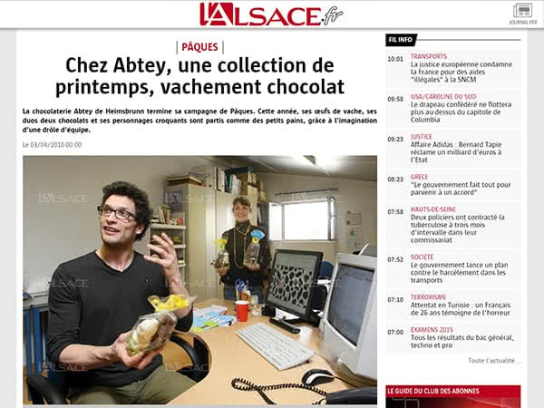 Les articles de presse de la chocolaterie ABTEY - Journal l'Alsace