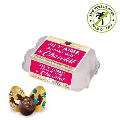 Boîte à œufs praliné "Je t'aime autant"