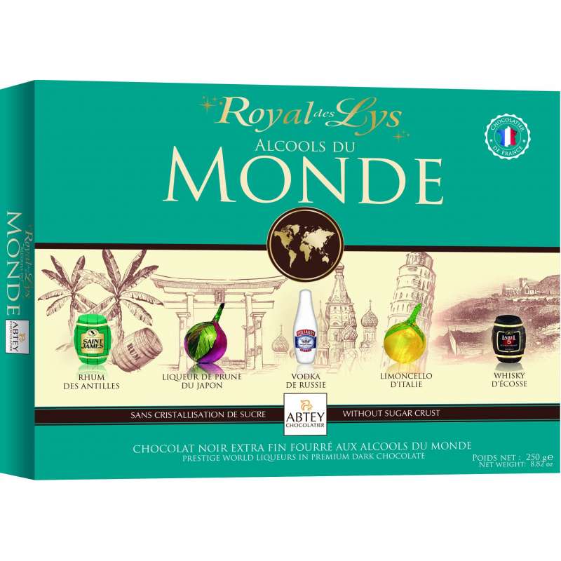 Bouteilles au chocolat fourrées à la liqueurs assorties ABTEY, 12