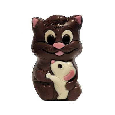 Moulage Charly le chat et Bianca la souris (au chocolat au lait et chocolat blanc)