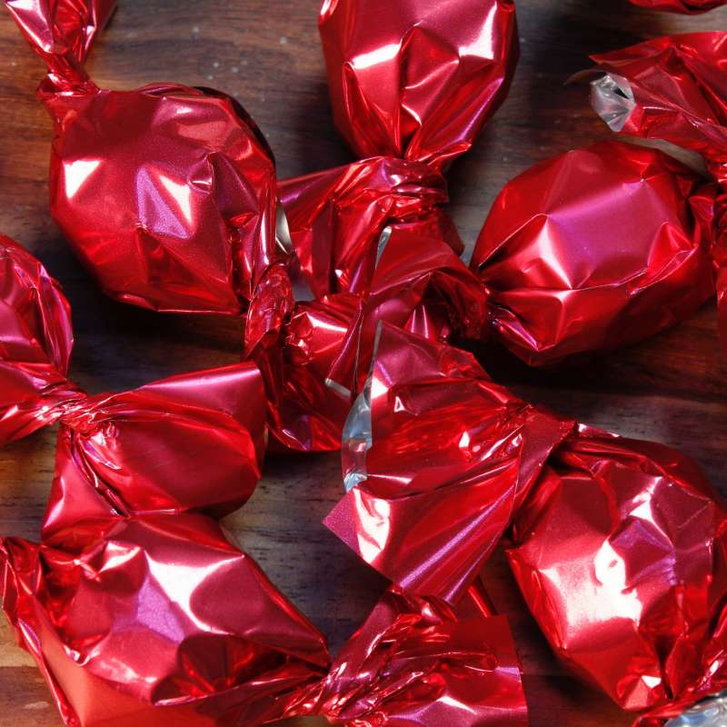 papillotes de bonbons au chocolat Stock Photo