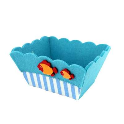 Panier feutrine bleu Poissons