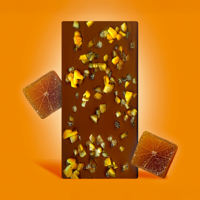 Tablette chocolat noir aux oranges confites