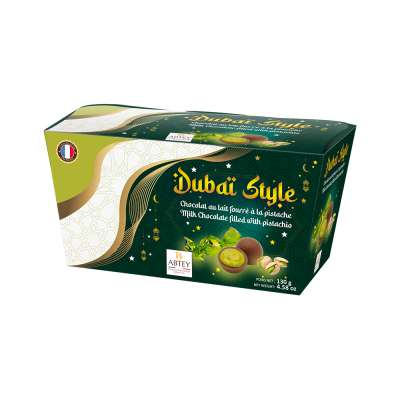 Ballotin boules fourrées Dubai Style (au chocolat au lait fourré à la crème de pistache)