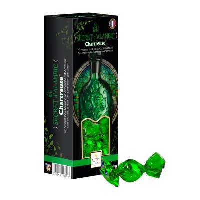Coffret boules Secret d'Alambic Chartreuse au chocolat noir fourré à la ganache Chartreuse
