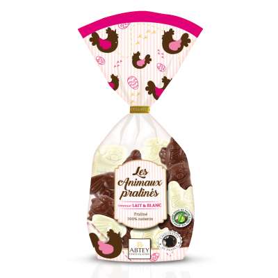 Sachet Animaux pralinés (au chocolat au lait et chocolat blanc)