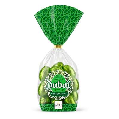 Sachet oeufs fourrées Dubai Style (au chocolat au lait fourré à la crème de pistache)