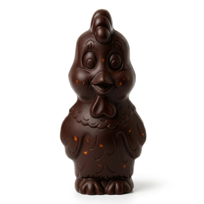 Moulage Cocotte la Poule pour Aline Sourit à la Vie (au chocolat noir & brisure de crêpes)