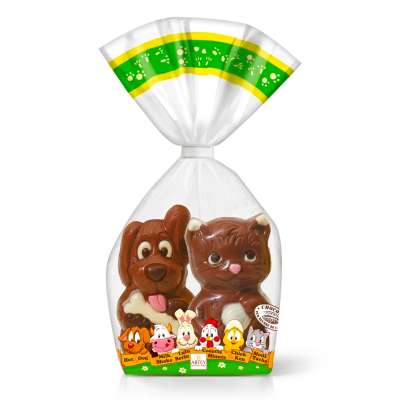 Moulage Chien et Chat (au chocolat au lait décoré)