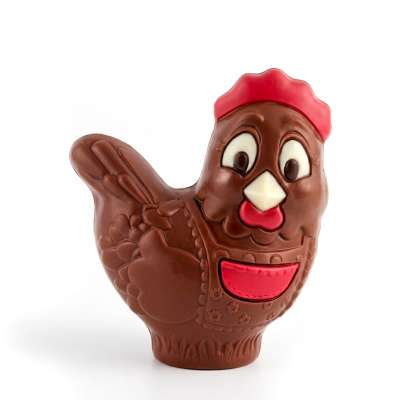 Moulage Suzy la Poule (au chocolat au lait décoré)