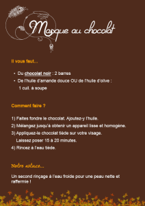 Recette masque au chocolat ABTEY