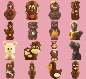 Tous les animaux sont chez Abtey, des moulages en chocolat avec chacun un petit nom !